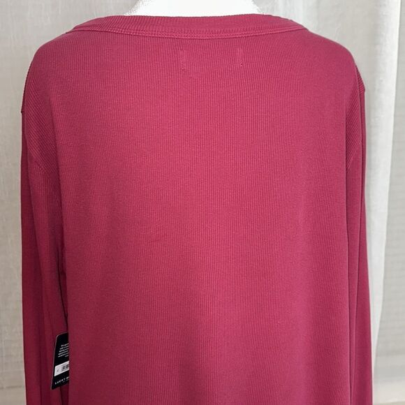 Lucky Brand XL Anemone Deep Pink Long Sleeve Ribbed Knit Snap Cotton Henley - Picture 7 of 16
